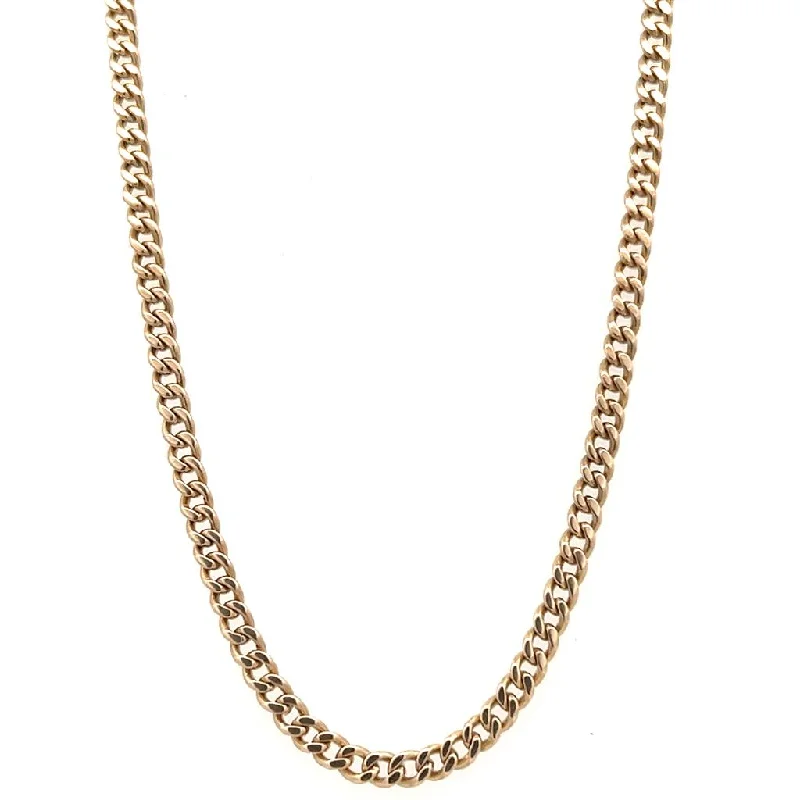 Holiday necklace for women-Estate 14K Yellow Gold 3.15mm Cuban Chain Necklace