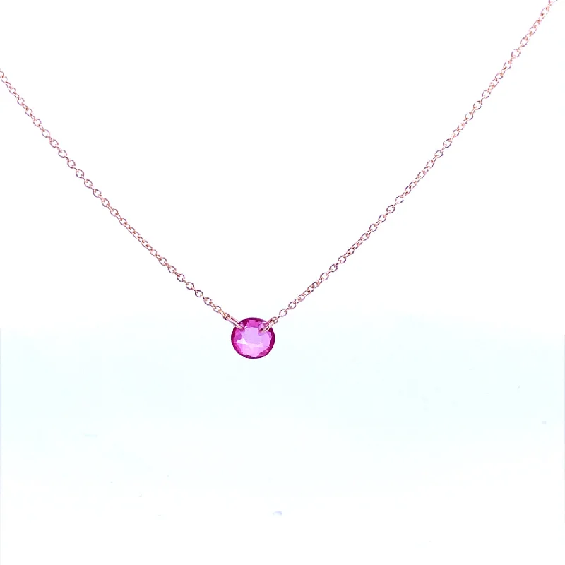 Luxury necklace for women-Gold Filled Round Pink Topaz Solitaire Necklace by Dee Berkley