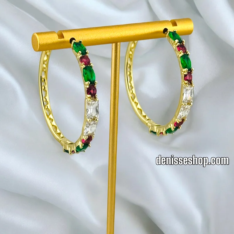 Unique earrings for women-14K COLORFUL HOOP EARRINGS HP583