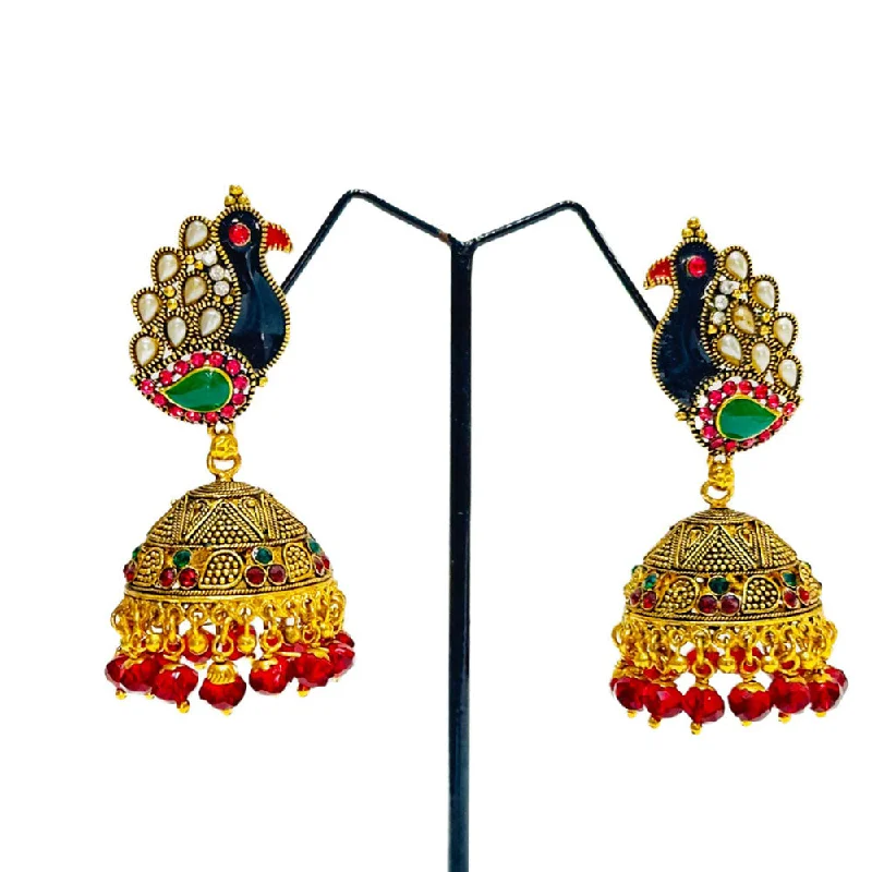 Crystal earrings for women-Dariyalal Sales Gold Plated Jhumki Earrings