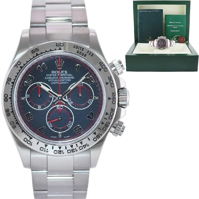 Round dial wristwatches-MINT Rolex Daytona Racing Dial Red Hands 116509 Cosmograph White Gold Watch