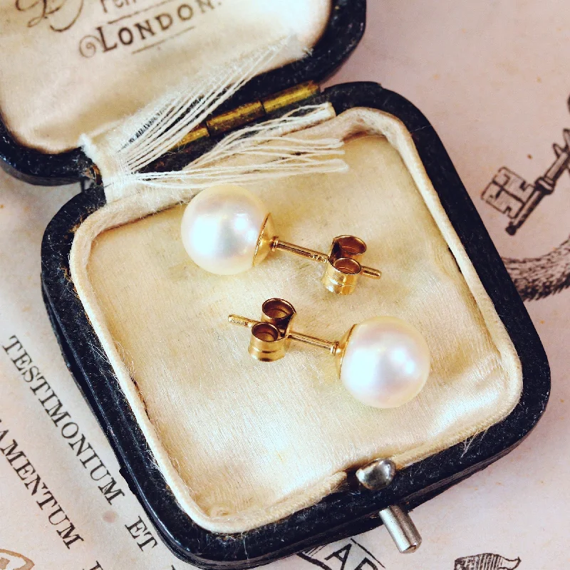 Long earrings for women-Beautiful Lustre! Cultured Pearl Earring Studs