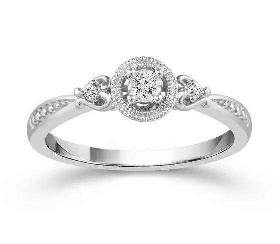 Personalized engagement rings for women-Sterling Silver 0.06ctw Diamond Promise Ring