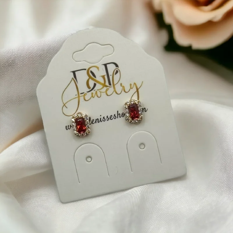 Simple earrings for women-24K RED SMALL EARRINGS E348