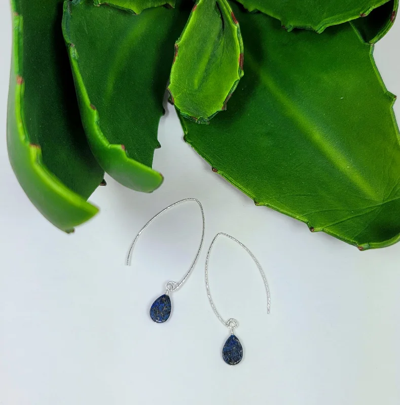 Clip earrings for women-Sterling Lapis Earrings