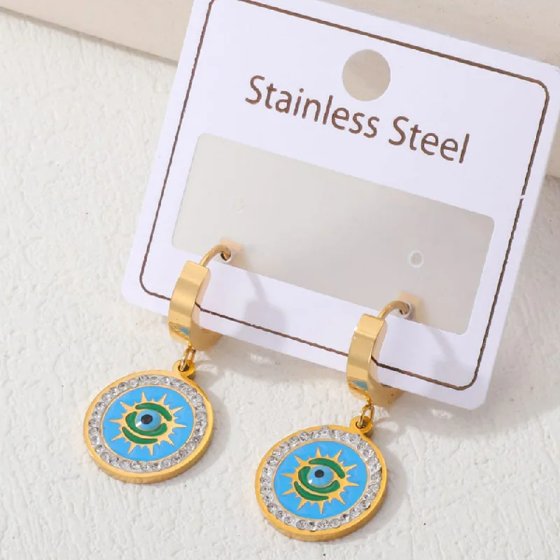 Diamond hoop earrings for women-Tarohi Jewels Gold Plated Austrian Stone And Evil Eye Fancy Dangler Earrings