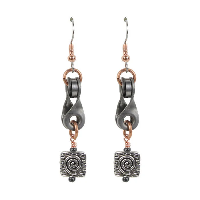 Classic earrings for women-Twisted Link & Swirl Bead Earrings - Wholesale