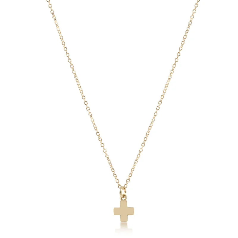 Opal necklace for women-egirl 14" Necklace Gold- Signature Cross Small Gold Charm