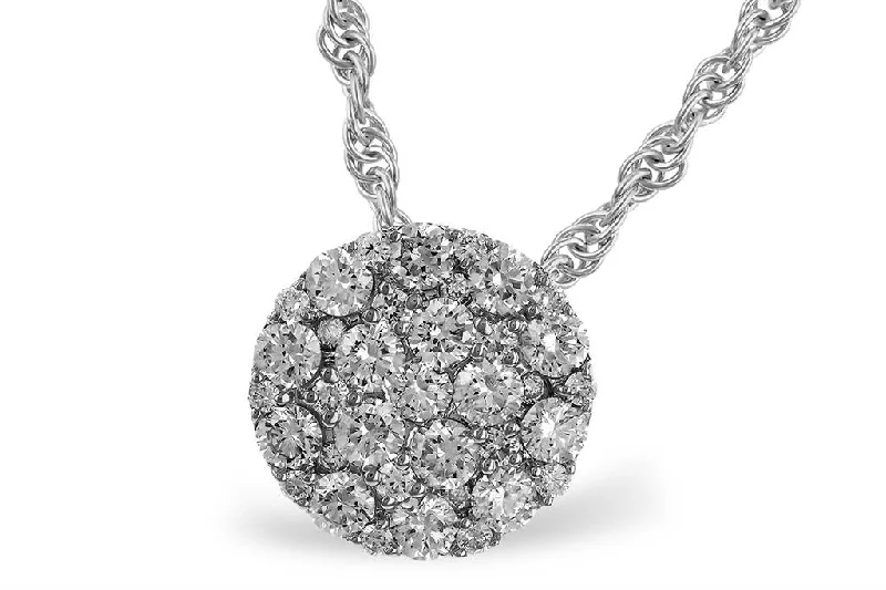 Romantic diamond necklace for women-14K White Gold 1.00ctw Diamond Cluster Necklace by Allison Kaufman