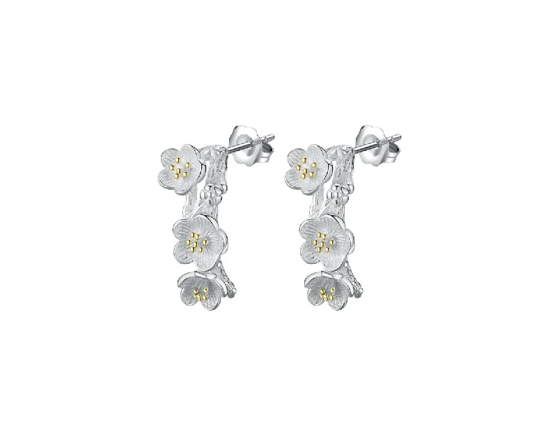 Designer drop earrings for women-Hanging Elegant Flower Stud Earrings