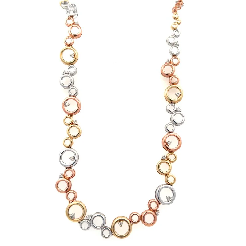 Adjustable silver necklace for women-Estate 14K Three Tone Gold 0.25ctw Diamond Bubble Necklace