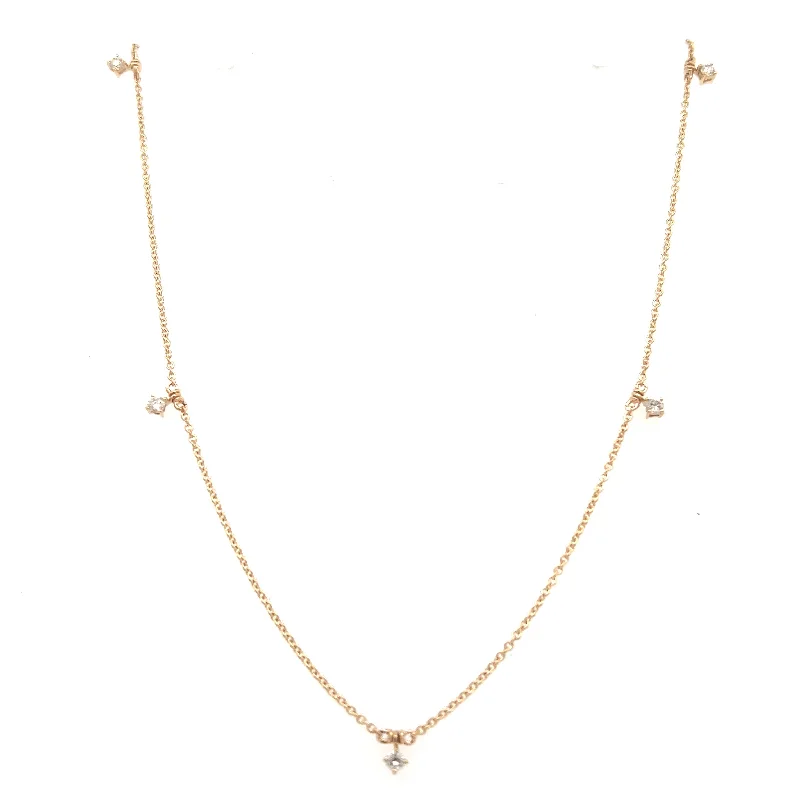 Diamond pendant necklace for women-14K Yellow Gold 0.23ctw Diamond Station Necklace