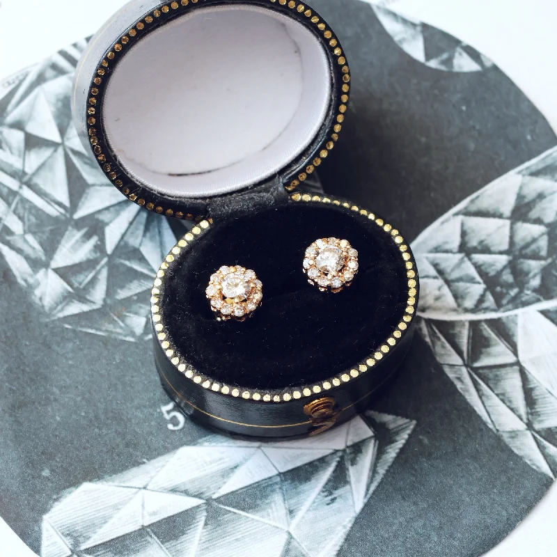 Geometric earrings for women-Glitterball Diamond Cluster Earrings