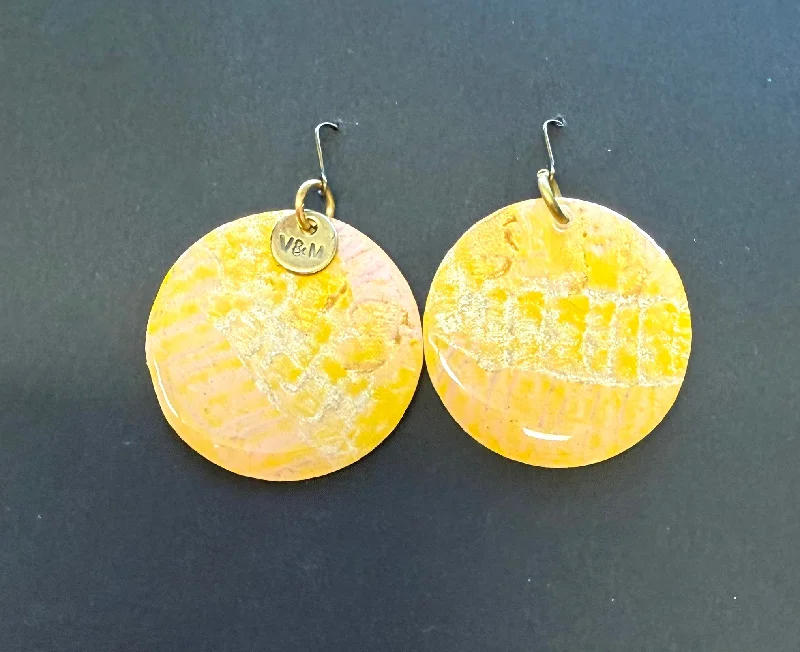 Party earrings for women-Dichroic yellow