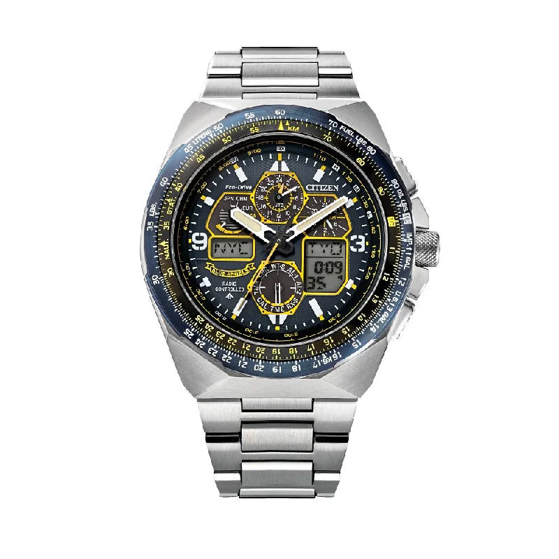 Digital sport watches-CITIZEN Blue Angels Promaster Eco Skyhawk Mens Stainless Steel