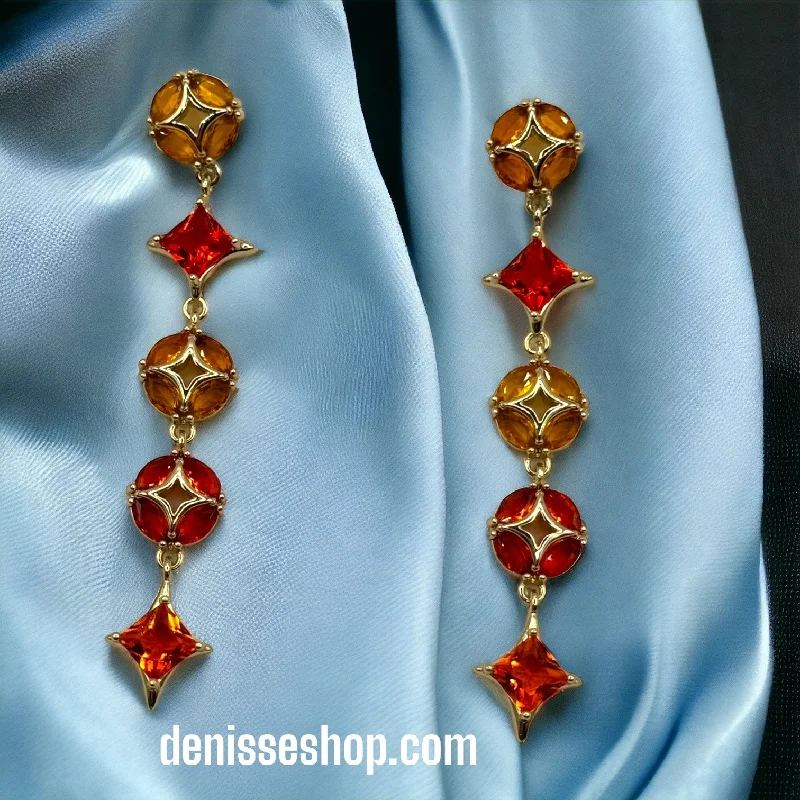 Luxury earrings for women-Orange Stone Earrings E193