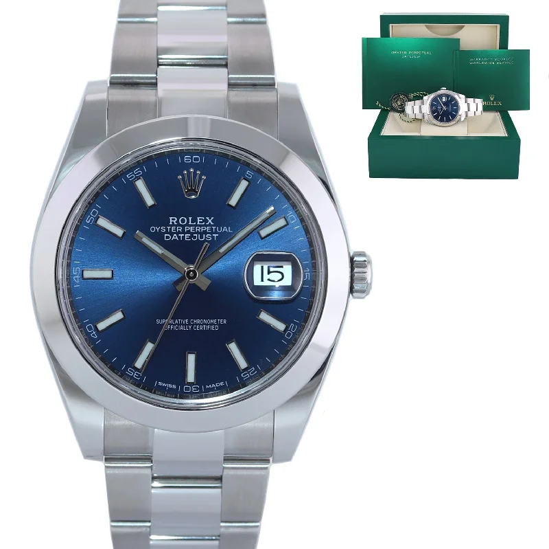 Chronograph sports wristwatches-MINT 2020 Rolex DateJust 41 Steel 126300 Blue Dial Oyster Band 41mm Watch Box