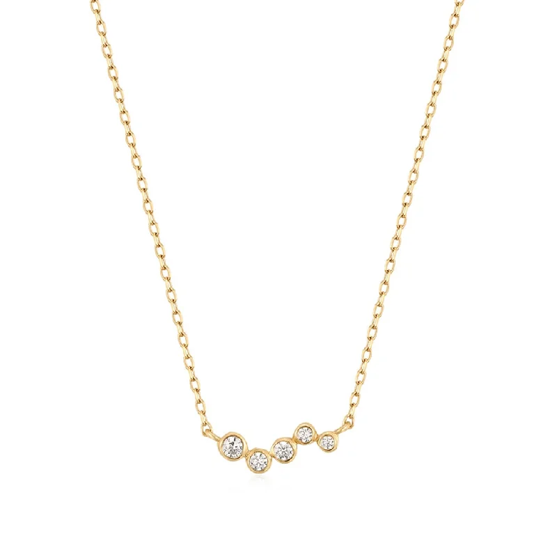 Diamond necklace for women-14K Yellow Gold 0.04ctw Diamond Wave Bar Necklace by Aurelie Gi