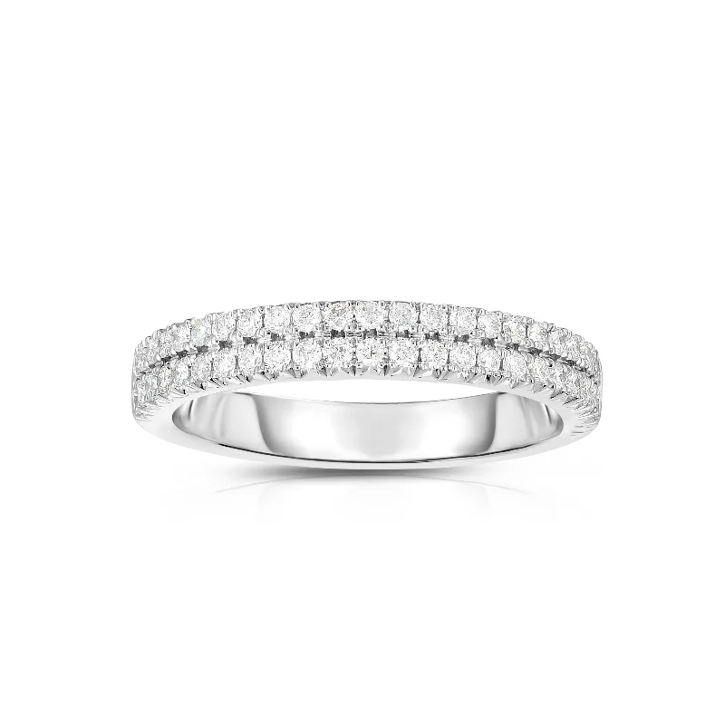 Engagement rings for women with budget-Double Row Diamond Band, .31 Carat, 14K White Gold