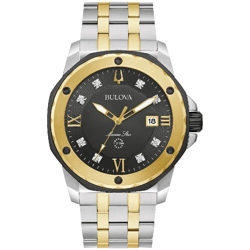 Oversized wristwatches-Bulova Performance Marine Star Mens Watch Stainless Steel