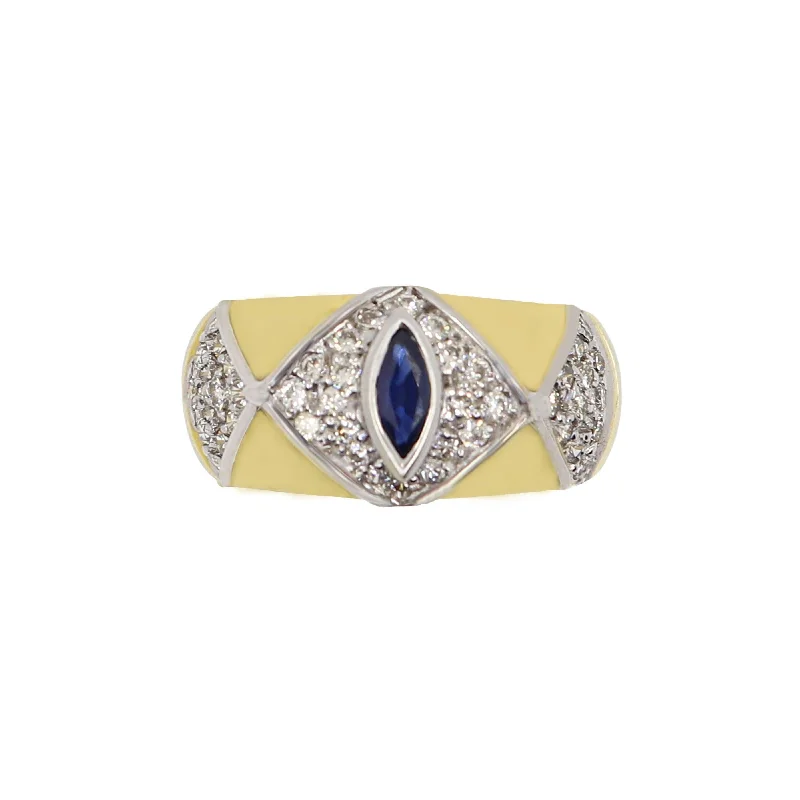 Engagement rings with pink diamonds for women-Marquise cut Blue Sapphire and Diamond Luxury Ring