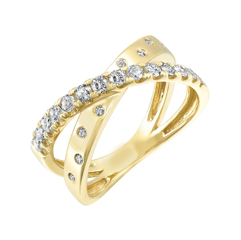 Engagement rings with bezel setting for women-1/2 Ctw Diamond Fashion Ring in 14 Karat Yellow Gold