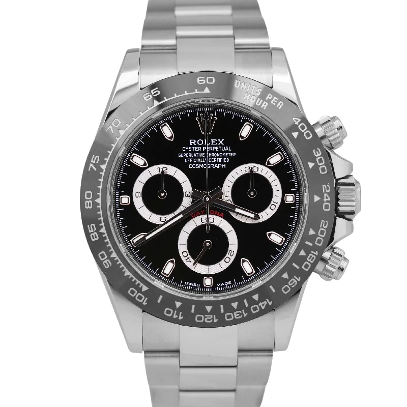 Stylish sport wristwatches-MINT PAPERS Rolex Daytona Cosmograph Black CERAMIC Steel 40mm 116500 LN BOX