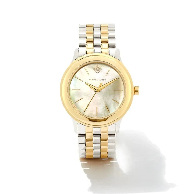 Designer wristwatches-Kendra Scott | Alex Two Tone Stainless Steel 35mm Watch in Ivory Mother-of-Pearl