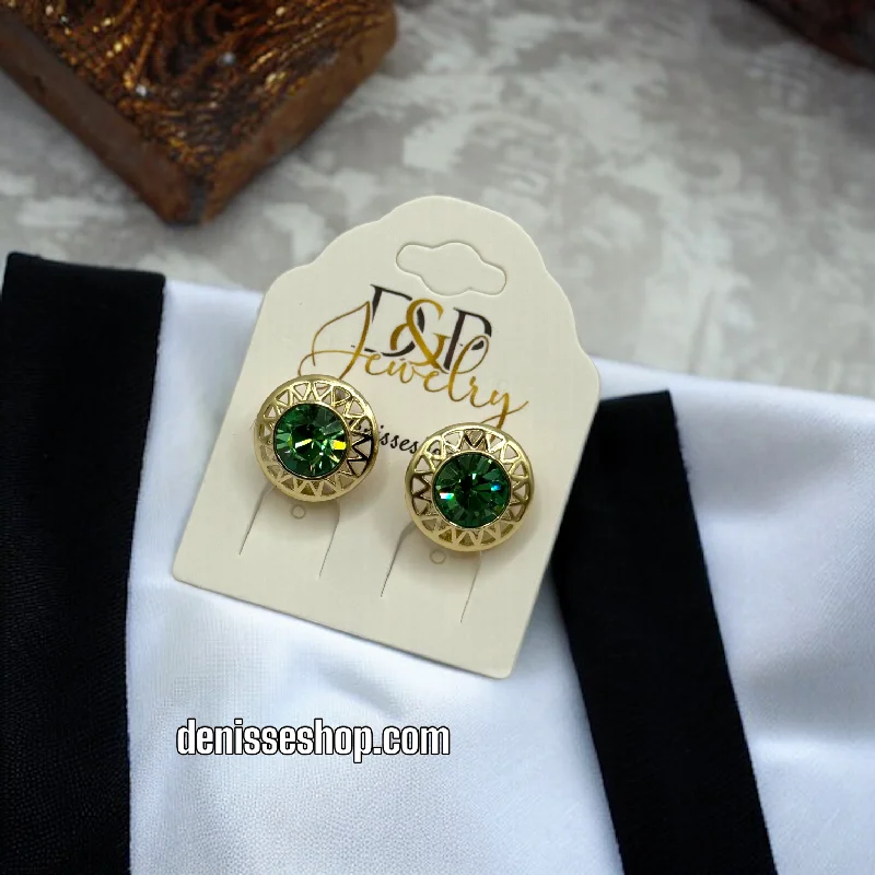 Birthstone earrings for women-14K ELEGANT GREEN EARRINGS E467