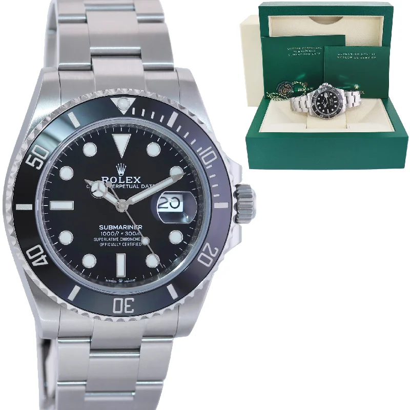 Fitness tracker wristwatches with sleep monitor-MINT 2022 Rolex Submariner 41mm Black Dial Ceramic 126610LN Watch Box