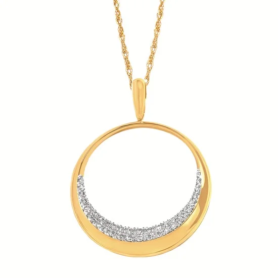 Layered gold necklace for women-14K Yellow Gold 0.26ctw Diamond Circle Necklace