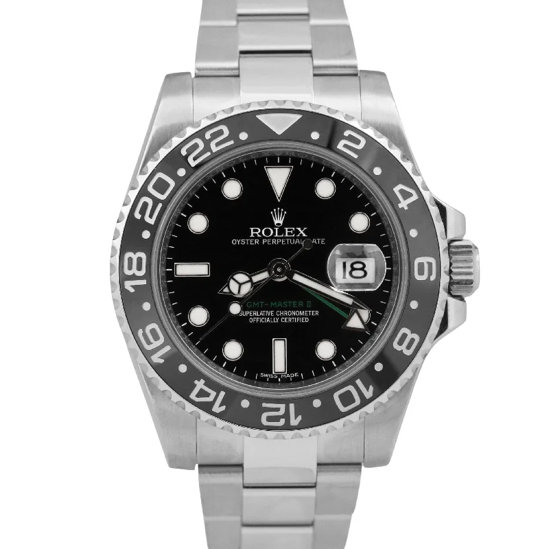 Wristwatches for daily wear-MINT Rolex GMT-Master II BLACK Green RANDOM SERIAL Steel 40mm 116710 LN Watch