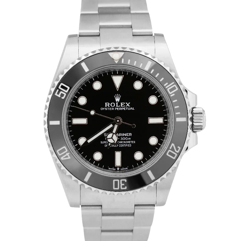 Casual wristwatches for men-NEW 2025 PAPERS Rolex Submariner No-Date BLACK Steel 41mm Ceramic 124060 LN BOX