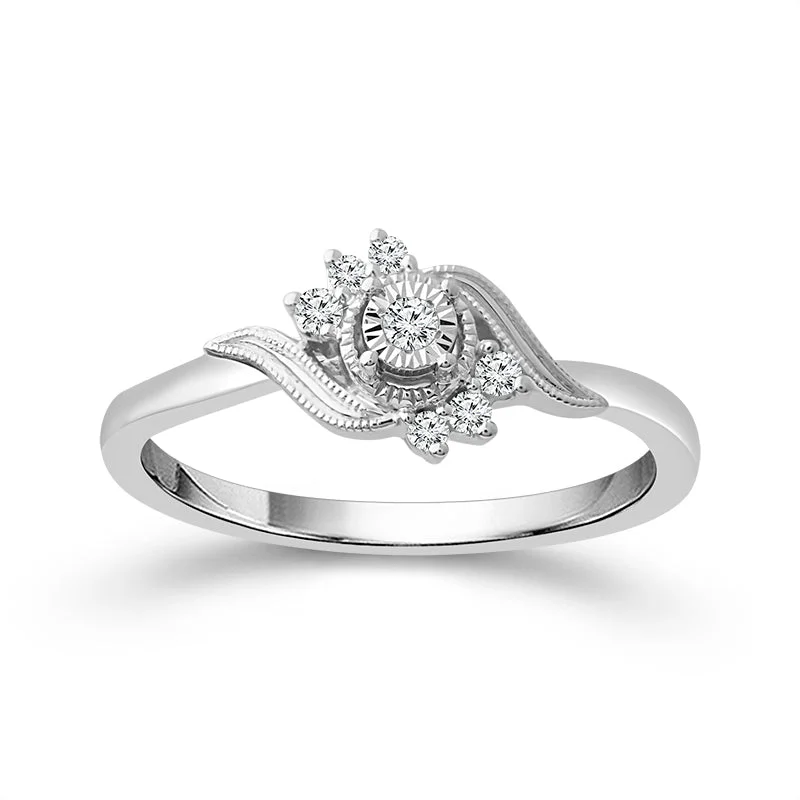 Stylish engagement rings for women-Sterling Silver 1/10 Carat Diamond Promise Ring