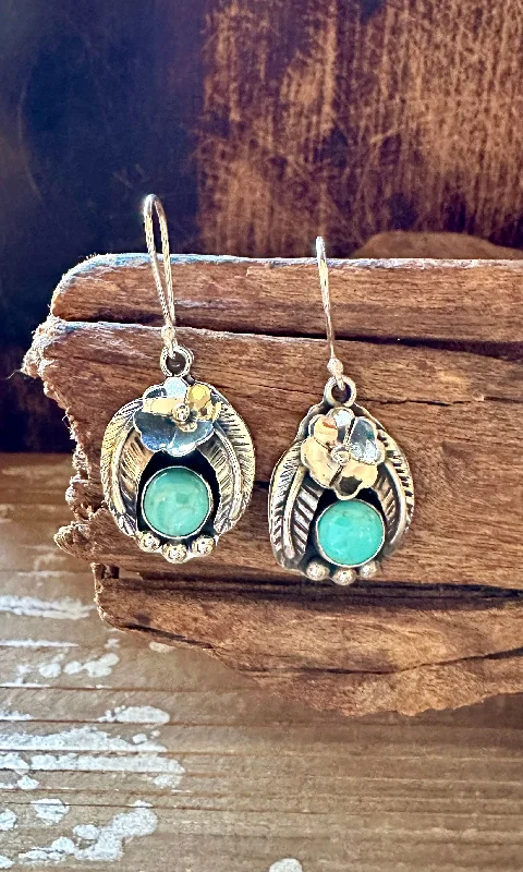 Contemporary earrings for women-BIRDS NEST Mexican Sterling Silver and Turquoise Earrings