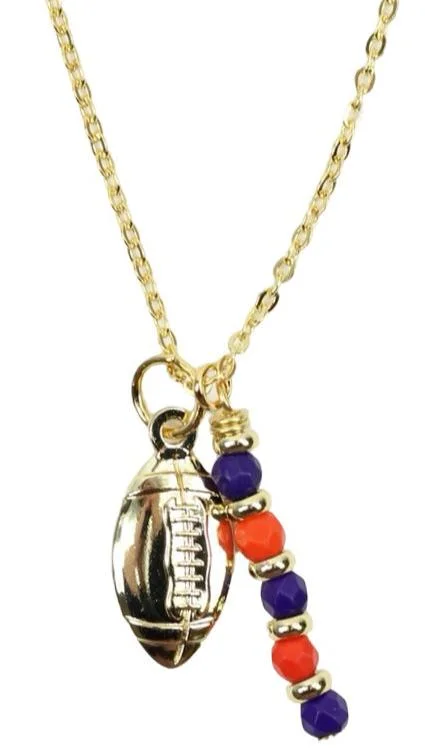 Designer necklace for women-The Touchdown Necklace - Purple + Orange