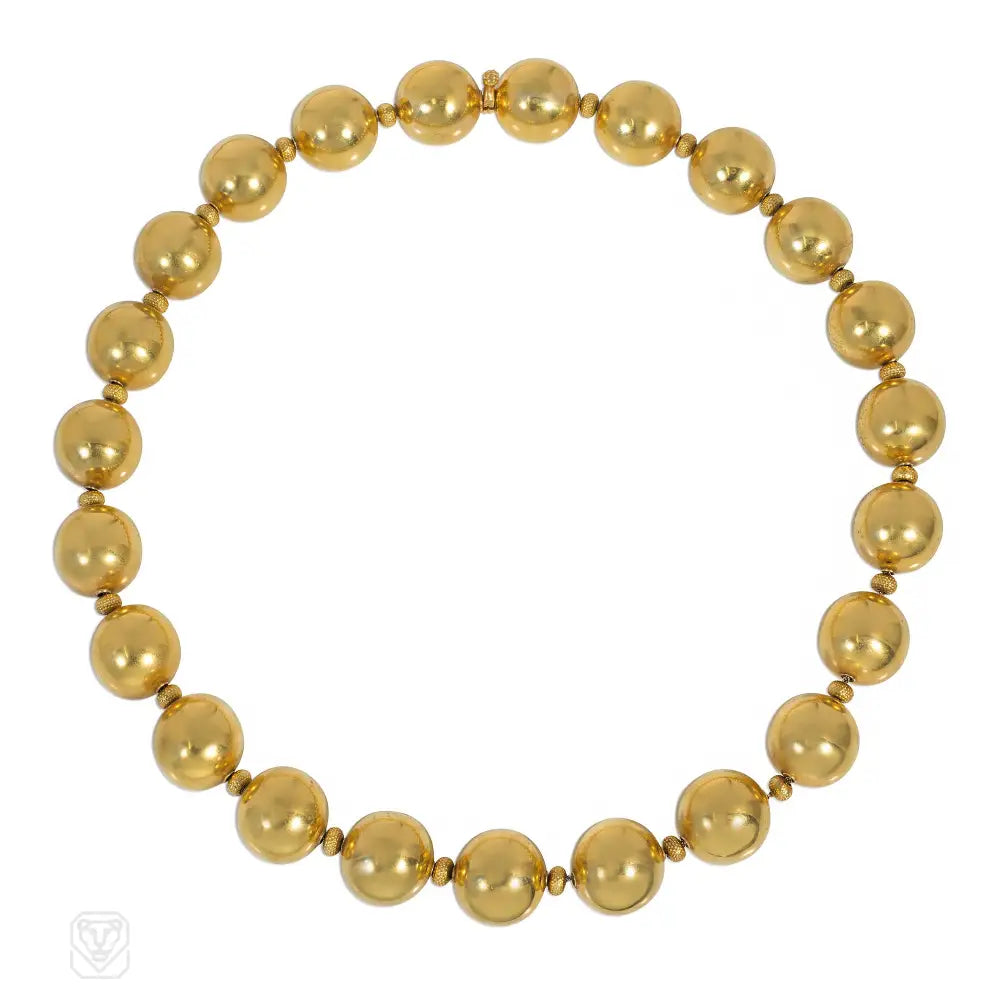 Luxury pearl necklace for women-Antique gold bead necklace