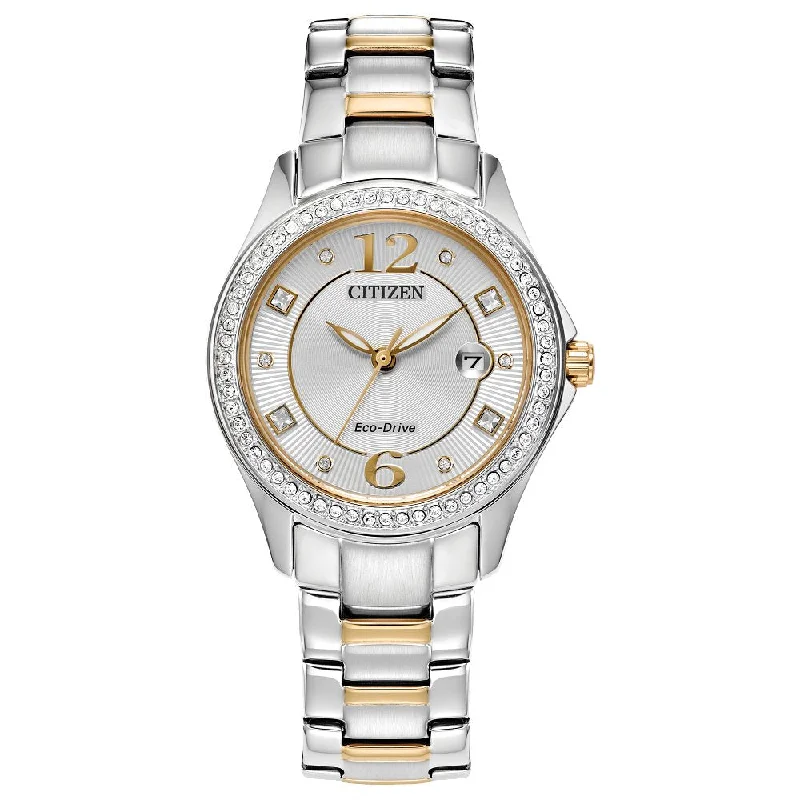 Slim wristwatches-CITIZEN Eco-Drive Dress/Classic Eco Crystal Eco Ladies Stainless Steel