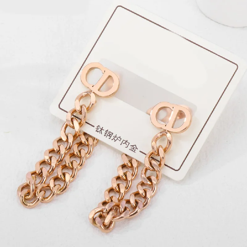 Trendy earrings for women-Tarohi Jewels Rose Gold Plated Fancy Dangler Earrings