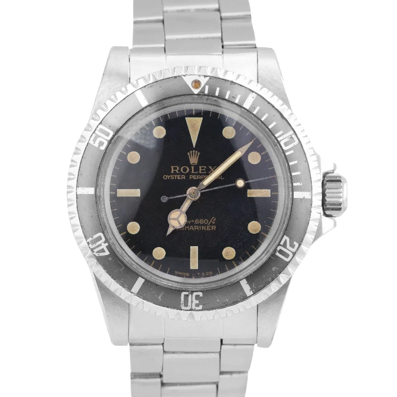 Smartwatches with heart rate monitor-VINTAGE 1966 Rolex Submariner No-Date GILT DIAL 40mm Steel Automatic 5513 Watch