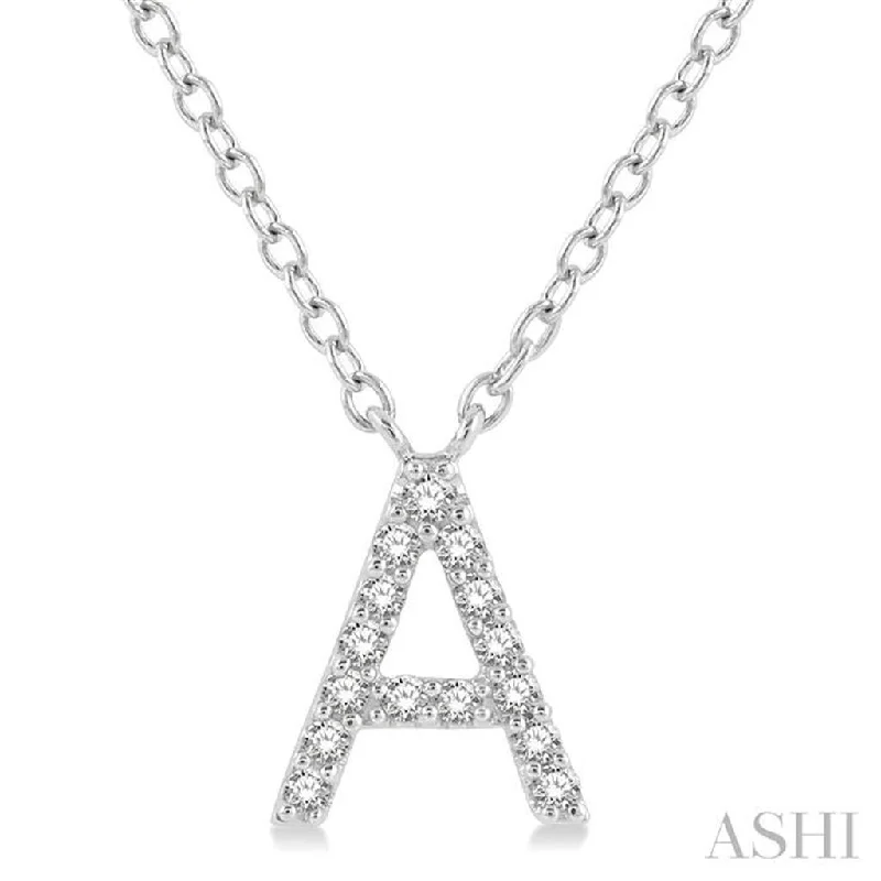 Collar necklace for women-10K White Gold 0.05ctw Diamond Letter "A" Necklace