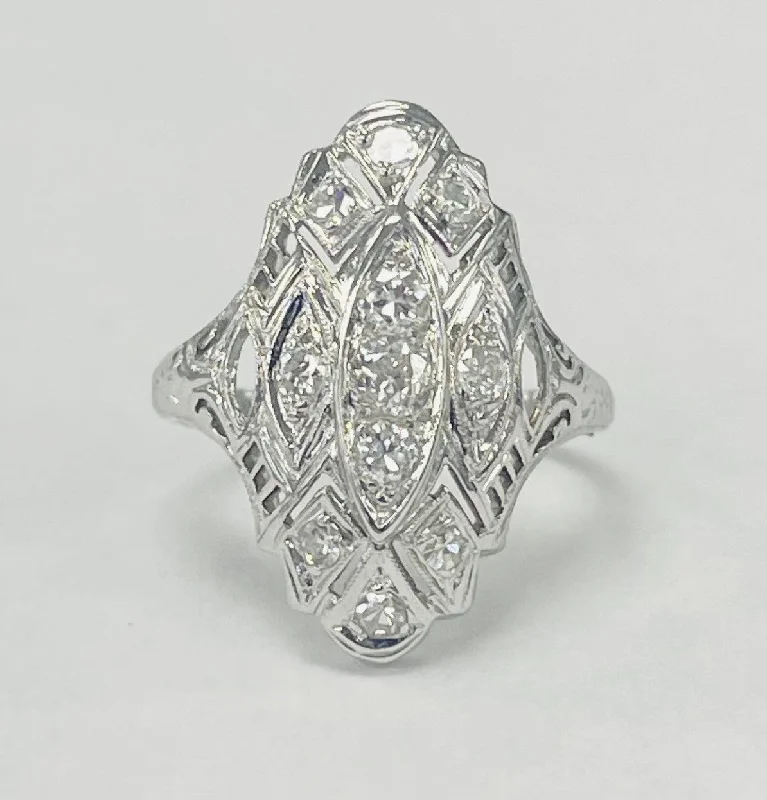 Engagement rings for proposal for women-Art Deco Diamond Fashion Ring