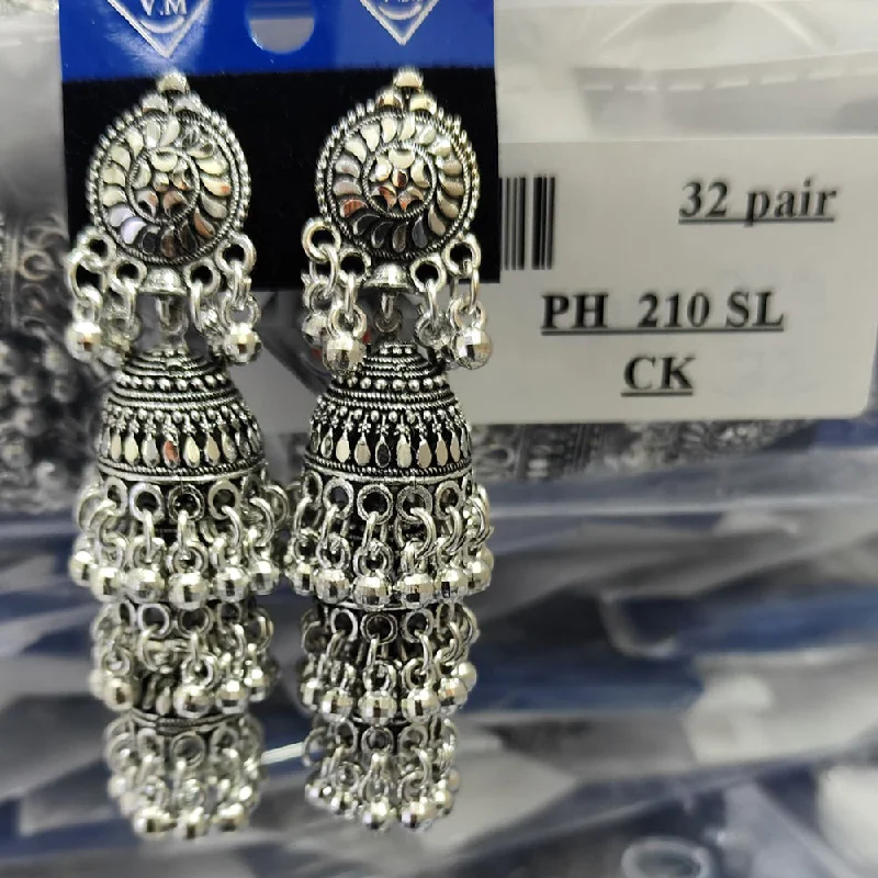 Party earrings for women-VM Imitation Oxidised Plated Ghungroo Jhumki Earrings