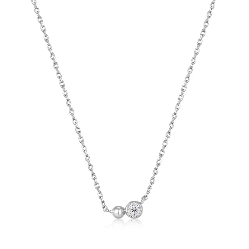 Elegant pendant necklace for women-Sterling Silver Cubic Zirconia Orb Necklace by Ania Haie