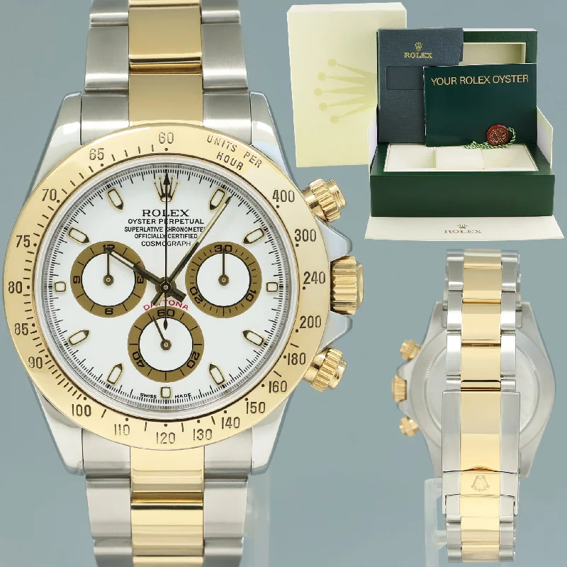 Military wristwatches-MINT Rolex Daytona 116523 White Dial Steel Yellow Gold Two Tone Steel Watch Box