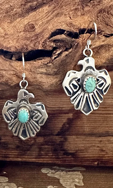 Designer drop earrings for women-ROBERTA BEGAY  Handcrafted Navajo Earrings