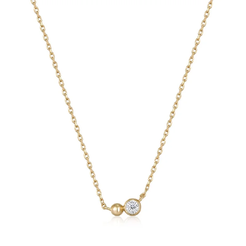 Silver chain necklace for women-Gold Plated Cubic Zirconia Orb Necklace by Ania Haie