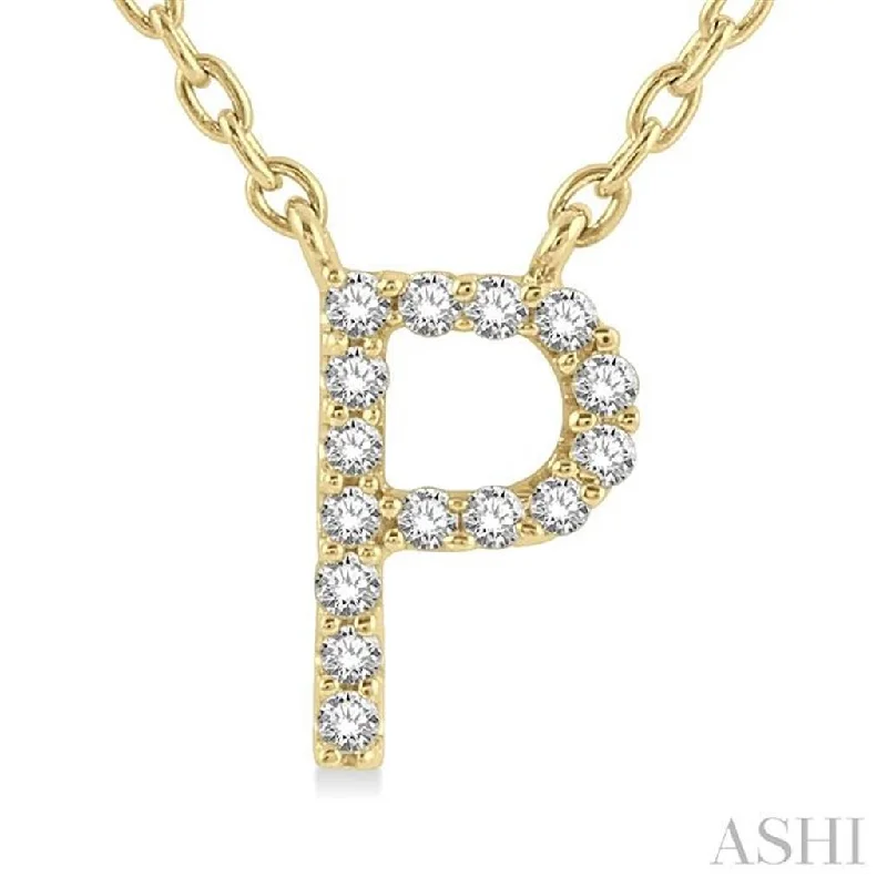 Minimal gold necklace for women-10K Yellow Gold 0.04ctw Diamond Letter "P" Necklace