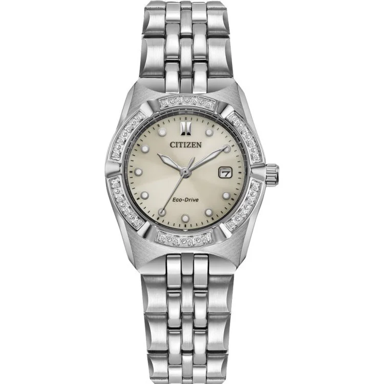 Affordable wristwatches for men-Citizen Stainless Steel Dress/Classic Eco Ladies Watch