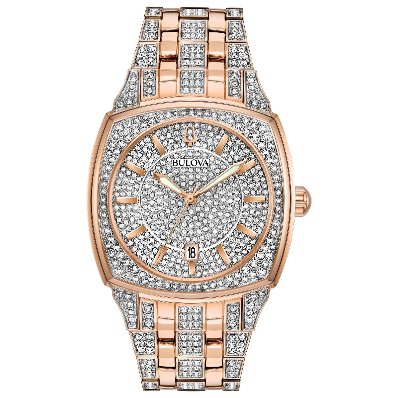 Wristwatches with a ceramic case-Bulova Dress/Classic Crystal Mens Watch Stainless Steel